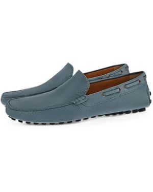 Doucal's Grained-Leather Loafers - Blue