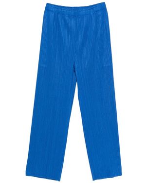 Pleats Please Issey Miyake Pantaloni Plissé - Blu