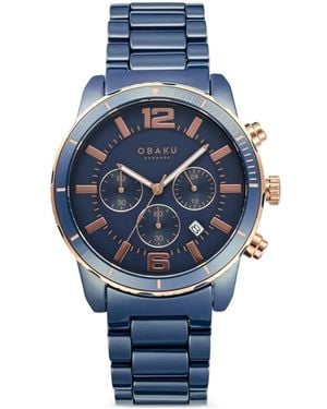 Obaku 44Mm Falk Chronograph Watch - Blue