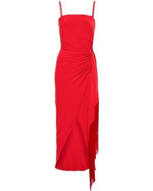 Nissa Fringe-Detail Maxi Dress - Red