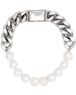 Jil Sander Bracciale A Catena Con Perle - Bianco