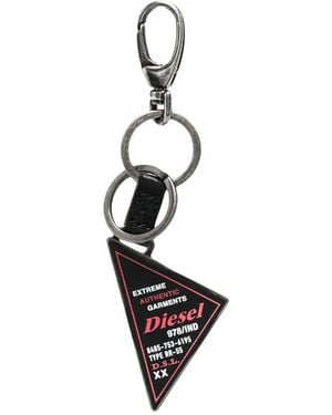 DIESEL Logo-Print Triangle-Shape Keychain - Black