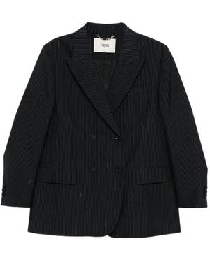 Fendi Pinstripe Double-Breasted Blazer - Black