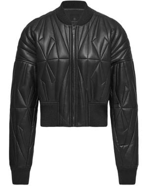 Moncler Geocamo Quilted Leather Jacket - Black