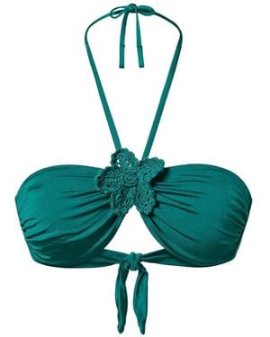 Twinset Bandeau Bikini Top With Crochet Brooch - Green