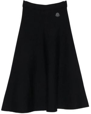 Moncler Logo-Patch Midi Skirt - Black