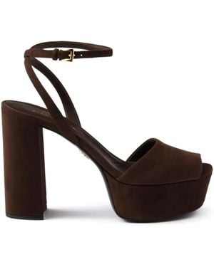 Prada Suede Platform Sandals - Black