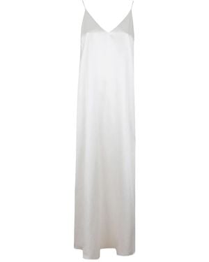 Lisa Yang Satin-Finish V-Neck Dress - White