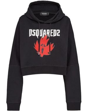 DSquared² Maple Leaf Cotton Hoodie - Black