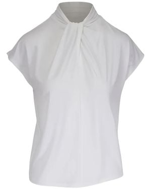 Vince Twisted-Collar Sleeveless Blouse - Gray
