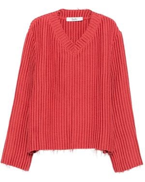 Séfr Agustin Waffle-Knit Sweater - Red