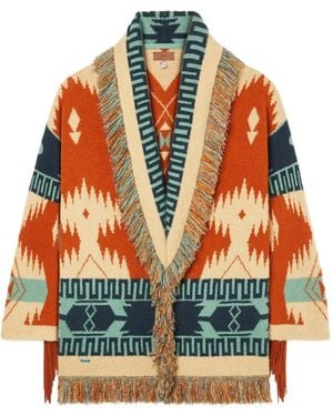 Alanui Golden Dusk Strickmantel mit Fransen - Orange