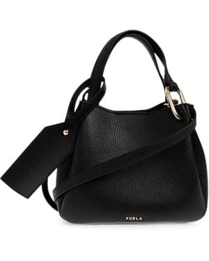 Furla Cabas Nuvola En Cuir Grainé Mini - Black