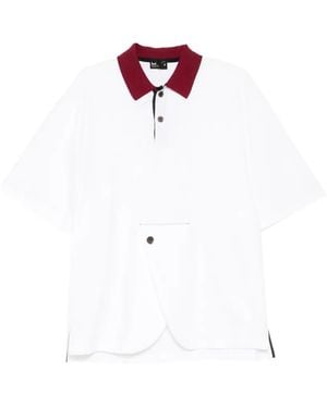 Kolor Contrast-Collar Polo Shirt - White