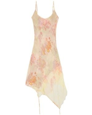 DIESEL Floral-Print Lace-Trim Midi Dress - White