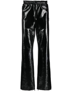 Courreges High-Shine Finish Straight-Leg Trousers - Black