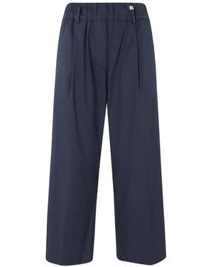 Myths Elasticated-Waist Straight Trousers - Blue