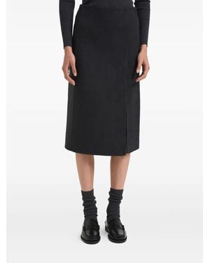 P.A.R.O.S.H. Front-Slit Midi Skirt - Black