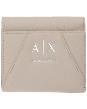 ARMANI EXCHANGE Logo-Plaque Trifold Wallet - Natural