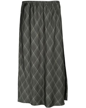 Vince Diamond-Plaid Slip Midi Skirt - Grey