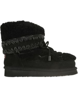 Mou Eskimo Crochet-Trim Boots - Black