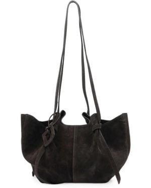 Date Suede Knotted-Detail Shoulder Bag - Black