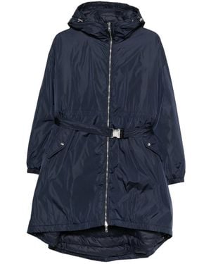 Add Hooded Belted Coat - Blue