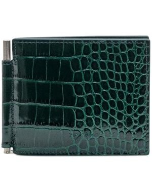 Tom Ford Crocodile-Effect Money Clip Wallet - Green