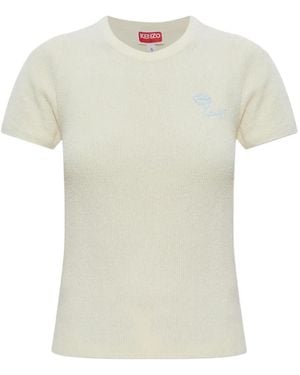 KENZO T-Shirt Tulip Con Ricamo - Bianco