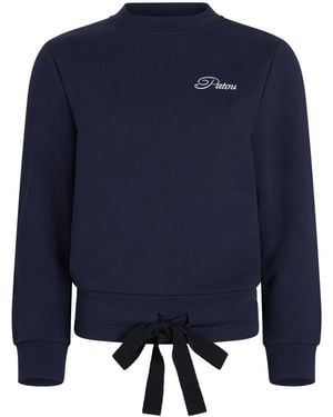 Patou Logo-Embroidered Organic Cotton Sweatshirt - Blue