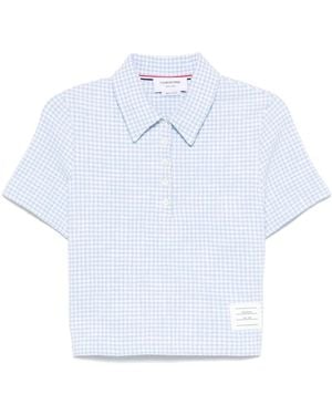 Thom Browne Tweed Polotop Met Gingham Ruit - Blauw