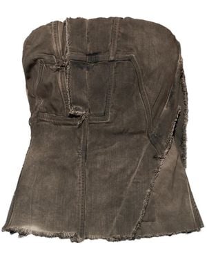 Rick Owens Frayed-Edge Bandeau Top - Green