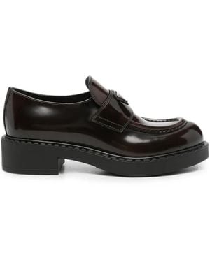 Prada Chocolate Leather Loafers - Black