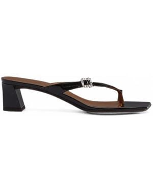 Giuseppe Zanotti Crystal-Embellished Patent Leather Mules - Black