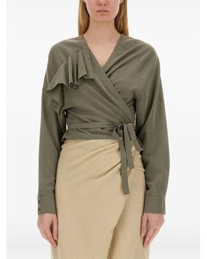 Alysi Ruffle-Detail Wrap Top - Green
