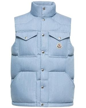 Moncler Chaleco Ervional Acolchado Con Parche Del Logo - Azul