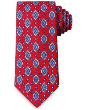 Bona Furtuna Geometric-Print Tie - Red
