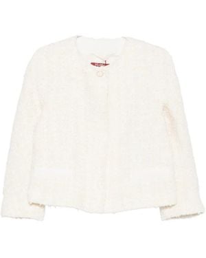 Max Mara Camice Bouclé Frayed-Edge Jacket - White