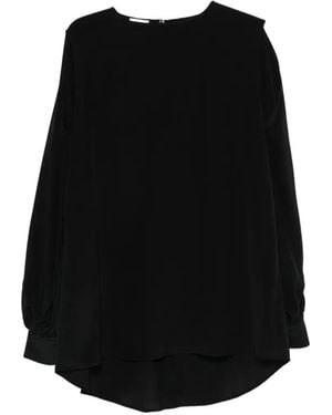 DI.LA3 PARI' Cut-Out Long-Sleeve Blouse - Black