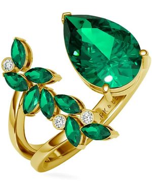 Lark & Berry 18K Open Petal And Raindrop Cocktail Multi-Stone Ring - Green