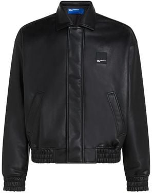 Karl Lagerfeld Zip-Up Bomber Jacket - Black