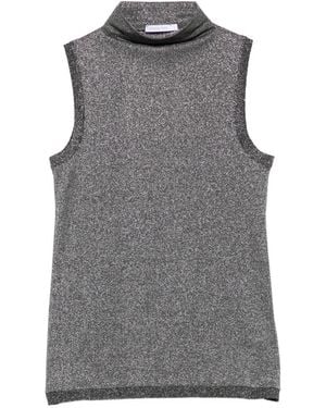 Patrizia Pepe High-Neck Sleeveless Top - Grey