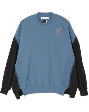 Facetasm Colour-Block Zip-Detail Sweatshirt - Blue