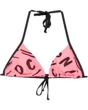 Moschino Top De Bikini Con Logo Estampado - Rosa