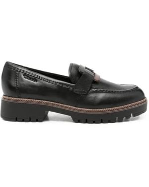 Tamaris Buckle-Detail Chunky-Sole Loafers - Black