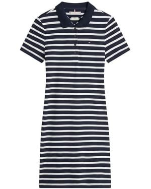 Tommy Hilfiger Striped Piqué Polo Mini Dress - Blue