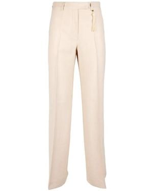 Seventy Tassel-Detail Pressed-Crease Trousers - Natural