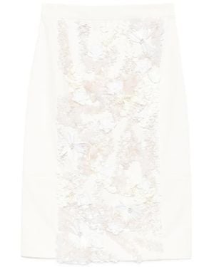 Plan C Falda Midi Con Lentejuelas - Blanco