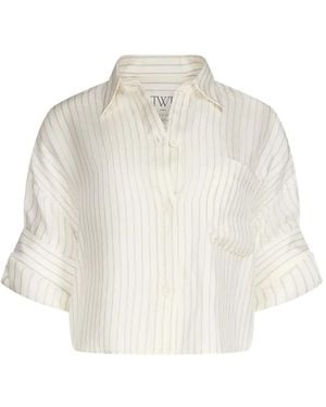 Twp Striped Cropped Shirt - White