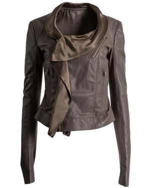 Rick Owens Draped-Detail Zip-Up Leather Jacket - Black